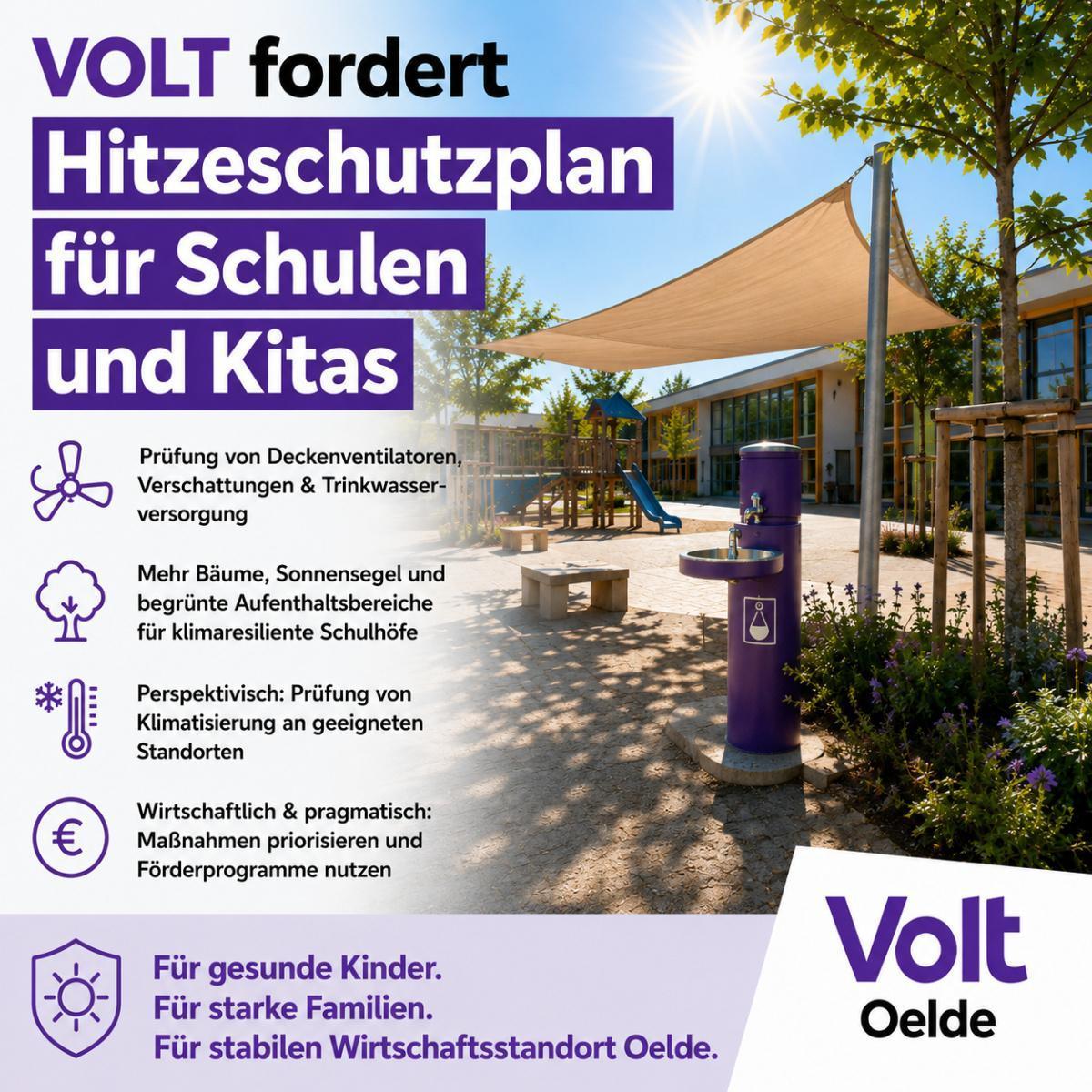 VOLT fordert Hitzeschutzplan für Schulen und Kitas