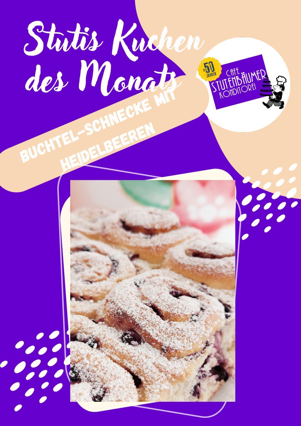 Kuchen des Monats Juli: Buchtel-Schnecke mit Heidelbeeren