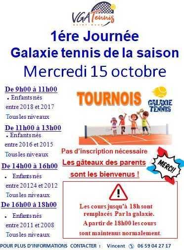 1ère Galaxie Tennis le mercredi 15 octobre ! 