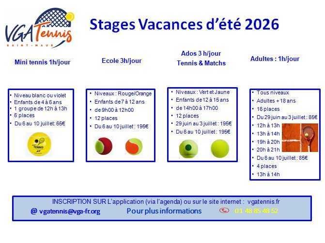 Ouverture des inscriptions aux STAGES D'ÉTÉ le 1er juin