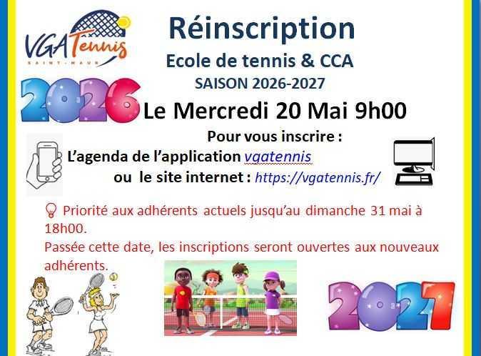 RÉINSCRIPTION 2026-2027 SAMEDI 23 MAI 2026 10H00 RÉINSCRIPTION 2026-2027 SAMEDI 23 MAI 2026 10H00