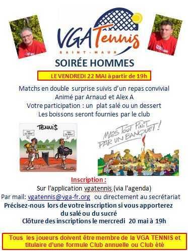 SOIRÉE HOMMES : Vendredi 22 mai 19h à 23h