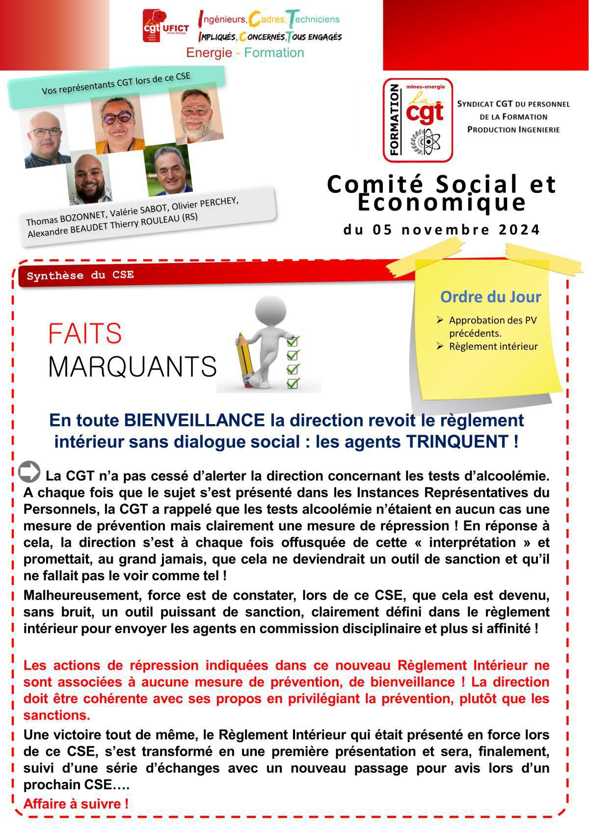 Compte rendu du CSE du 5 Novembre 2024