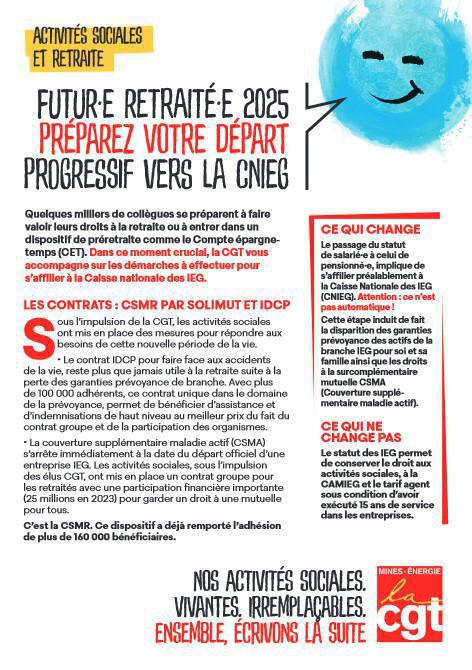 Futur retraité-e 2025, Préparez votre départ progressif vers la CNIEG