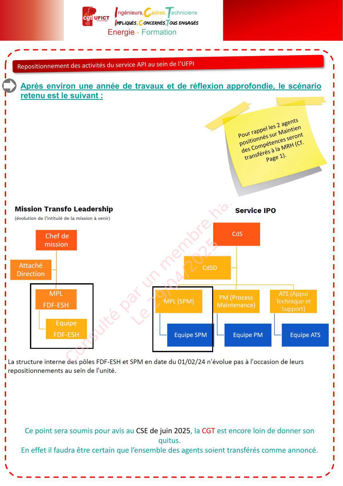 Compte rendu CGT du CSE UFPI du 13 mai 2025