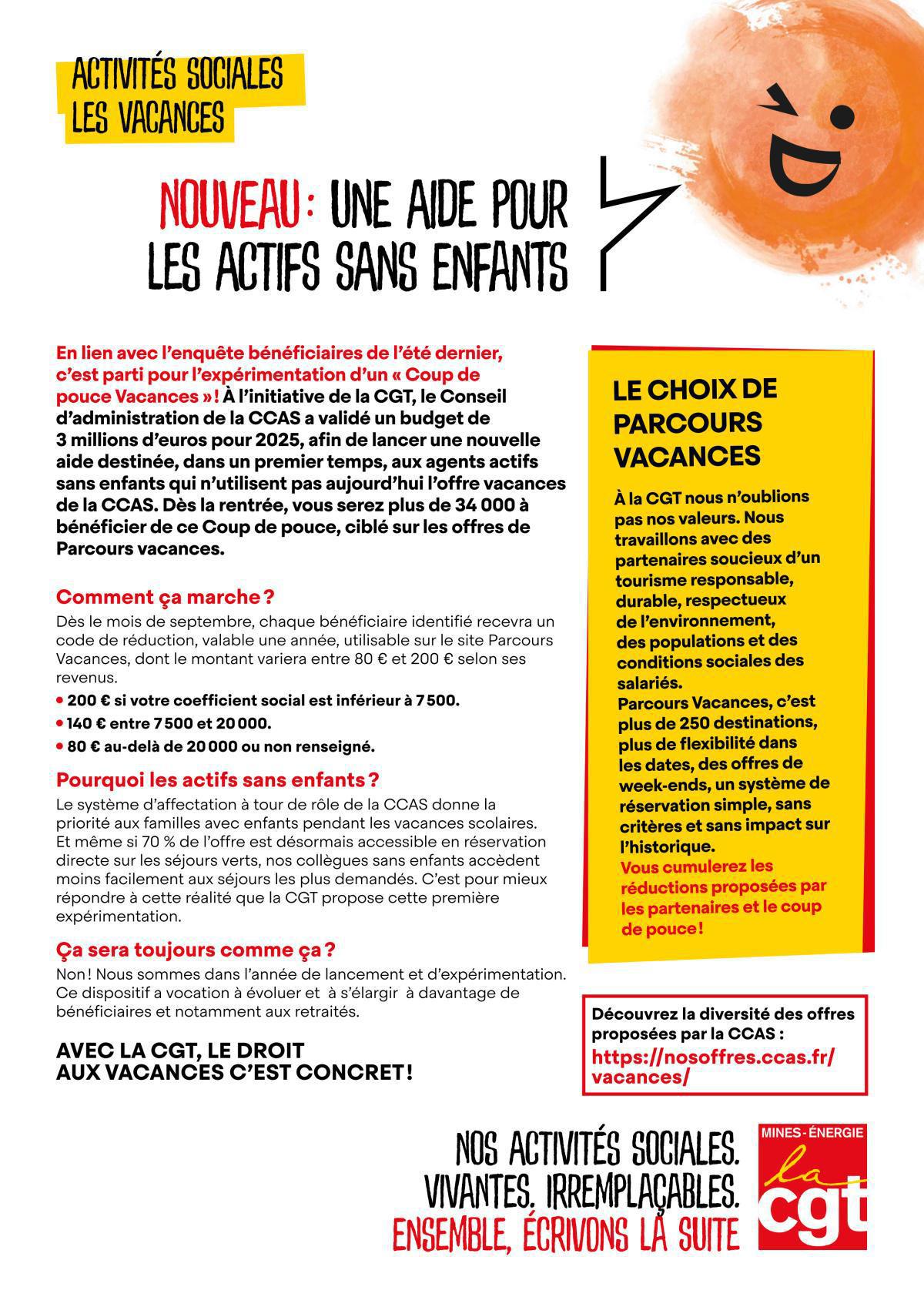 Actif sans enfant ? Le coup de pouce de la CCAS !