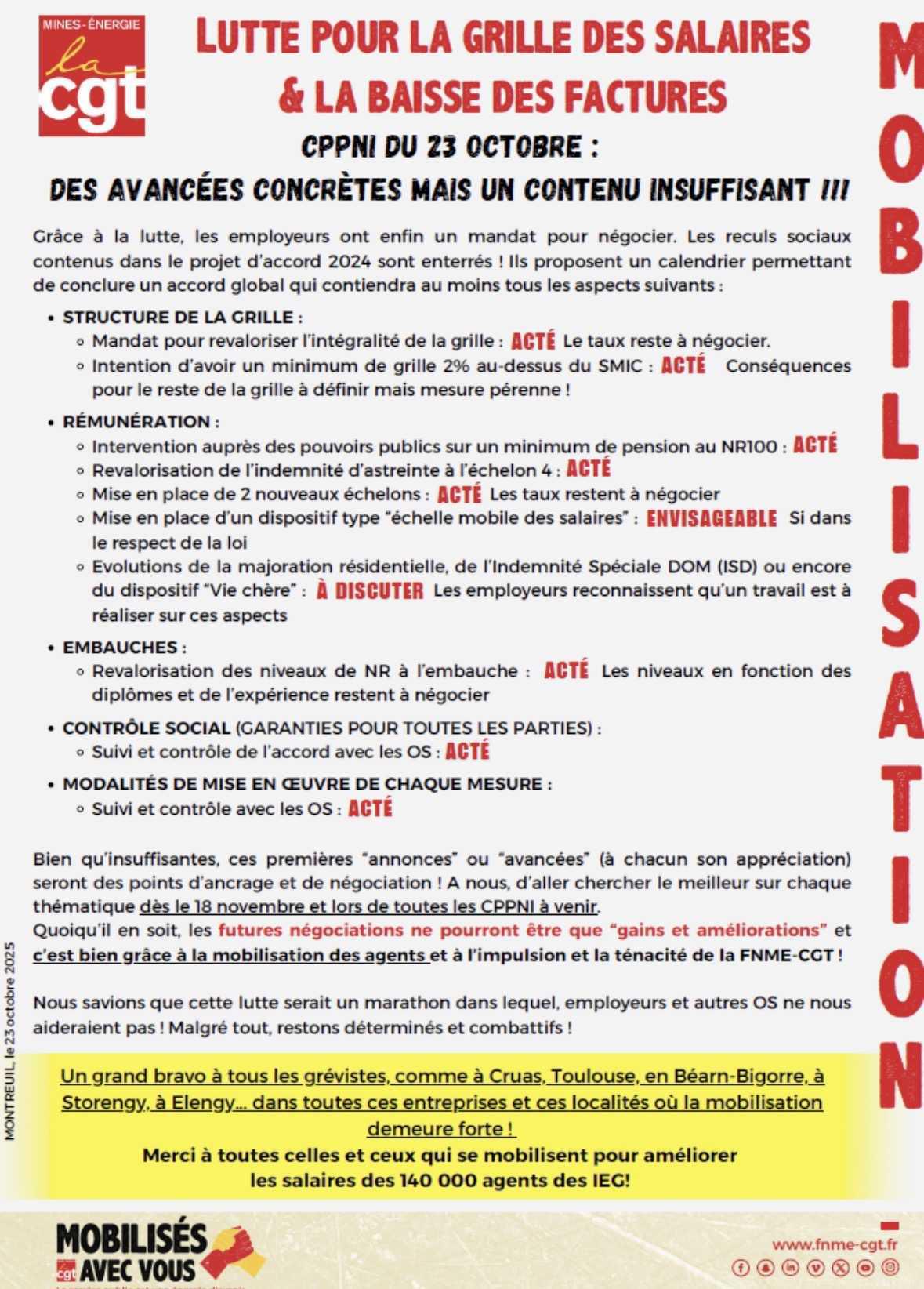 Lutte pour la grille des salaires, où en est-on?