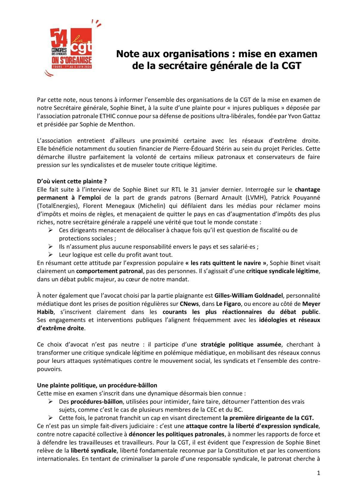 Éclairage sur la mise en examen de Sophie Binet !