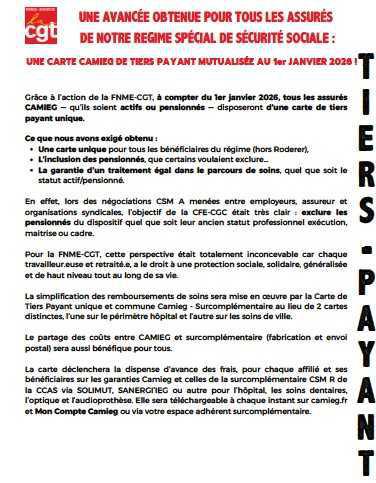 Carte Camieg de tiers payant mutualisée