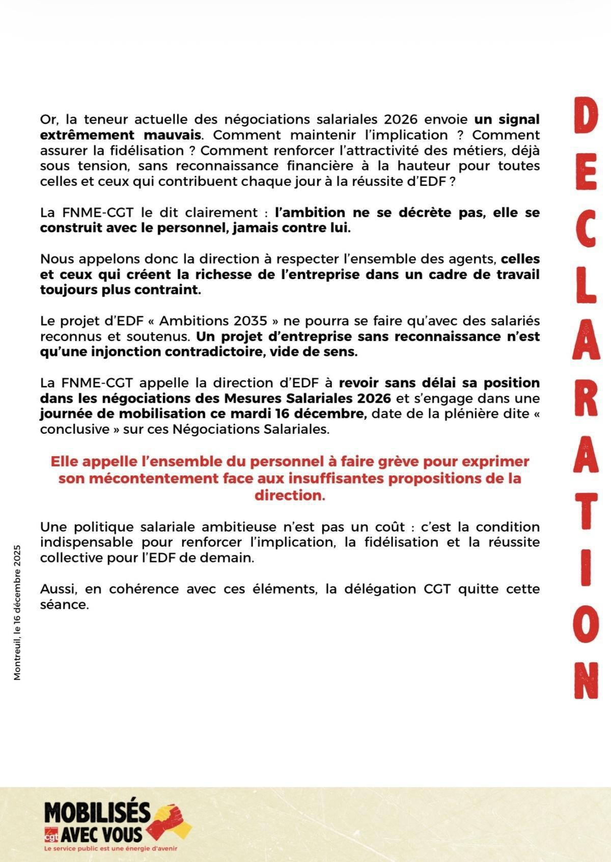 Déclaration Fnme-CGT lue à la négociation sur les emplois et les parcours pro.