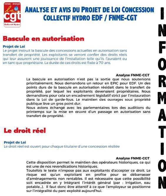 Analyse et avis projet de loi concession Hydro