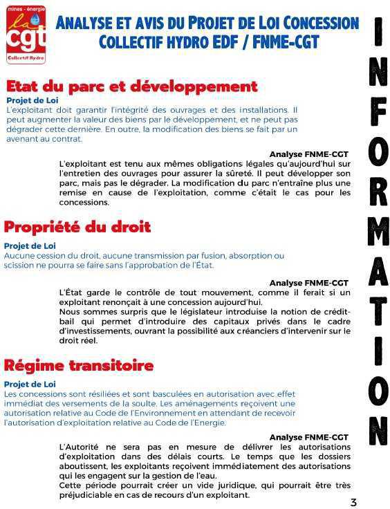 Analyse et avis projet de loi concession Hydro