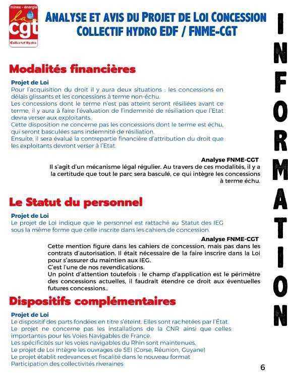 Analyse et avis projet de loi concession Hydro