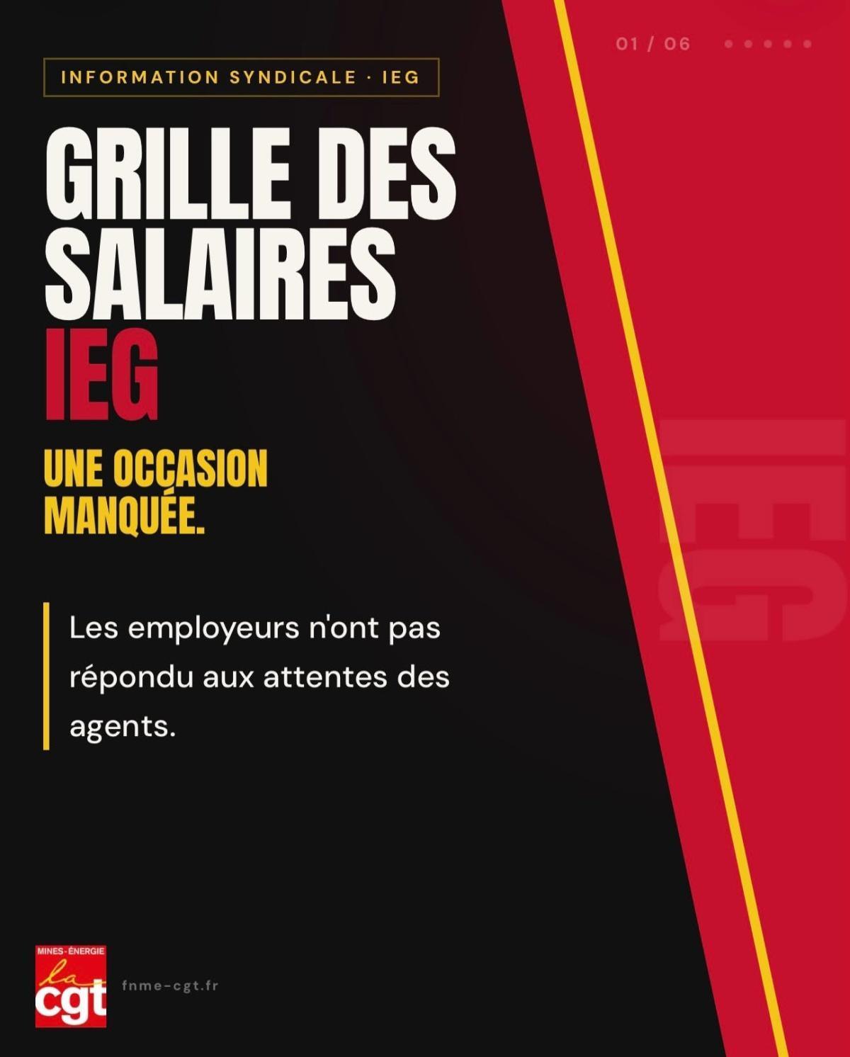 ⚡ Grille des salaires IEG : la FNME-CGT a consulté ses adhérents et fait le choix de ne pas signer l’accord proposé par les employeurs.