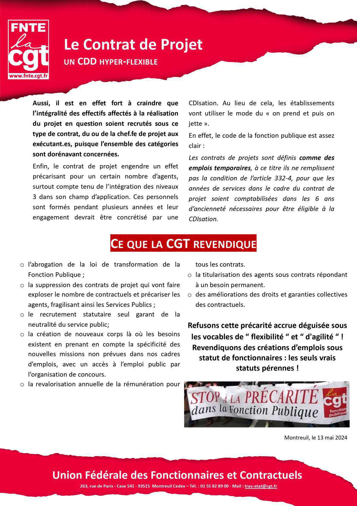 FNTE : Le Contrat de Projet