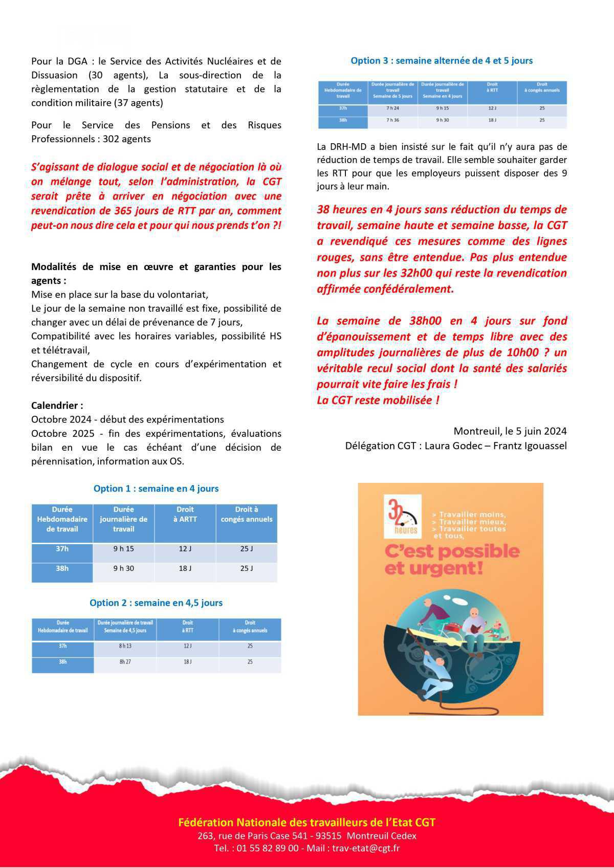 FNTE : ARTT, ce sera 38h00 en 4 jours