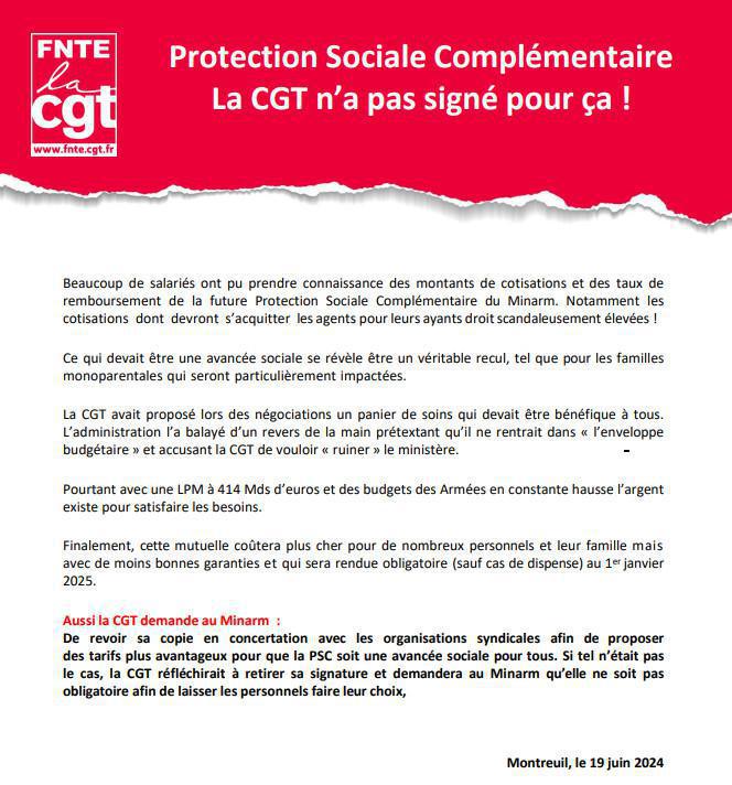 FNTE : Protection Sociale Complémentaire La CGT n’a pas signé pour ça !