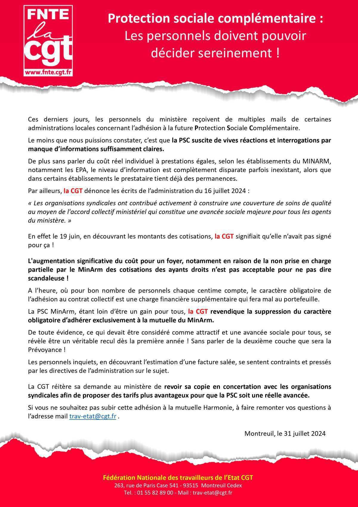 FNTE : Protection sociale complémentaire : Les personnels doivent pouvoir décider sereinement !