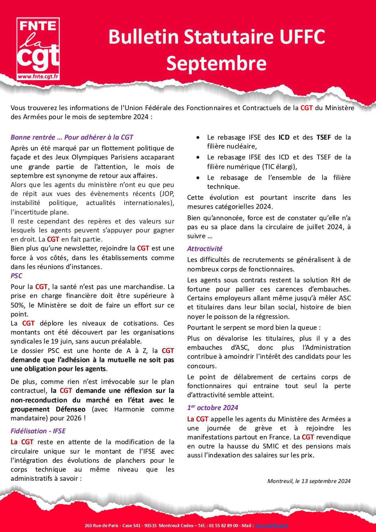 Bulletin Statutaire UFFC : Septembre