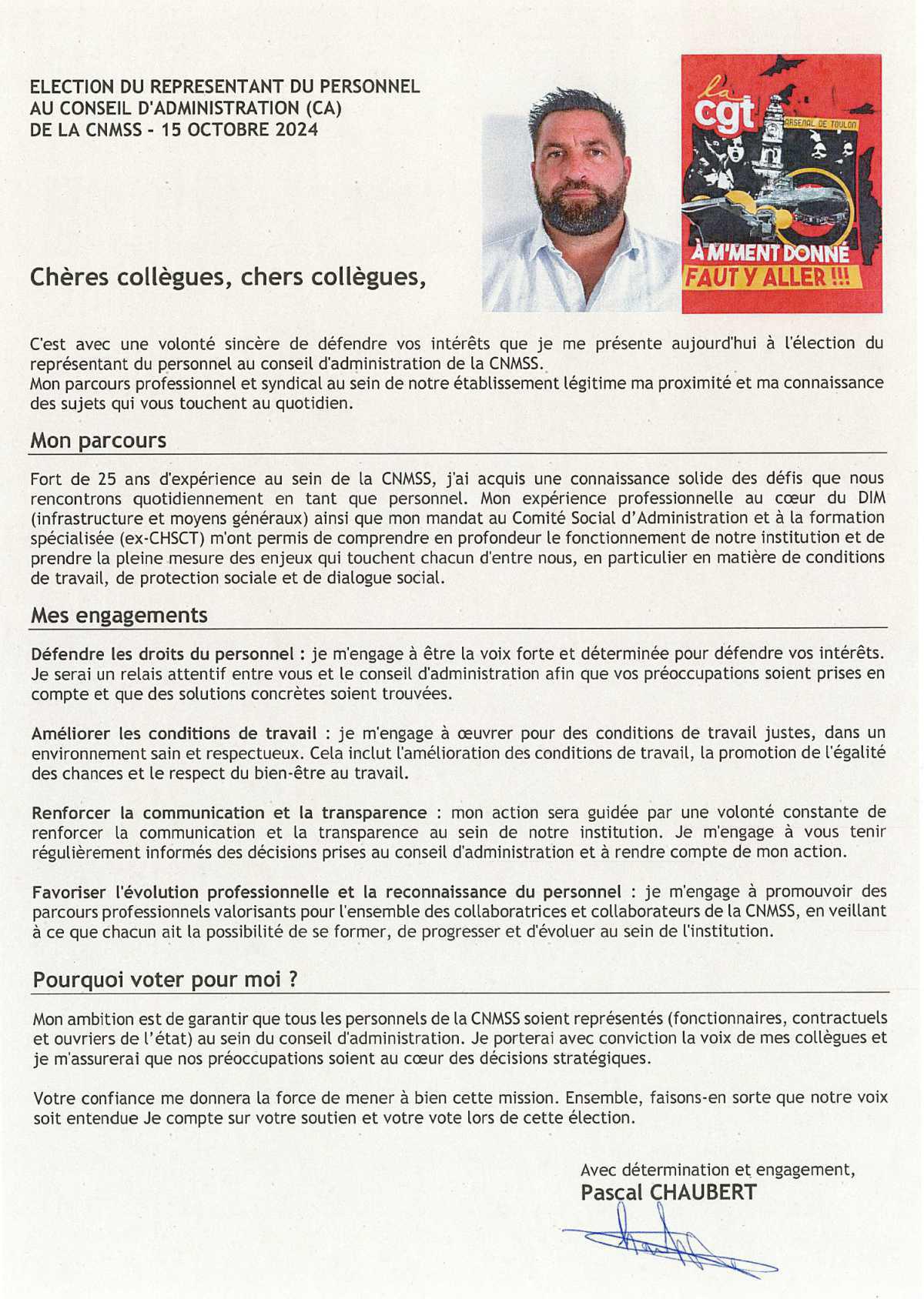 Election du representant du personnel au conseil d'administration de la CNMSS le 15 octobre 2024
