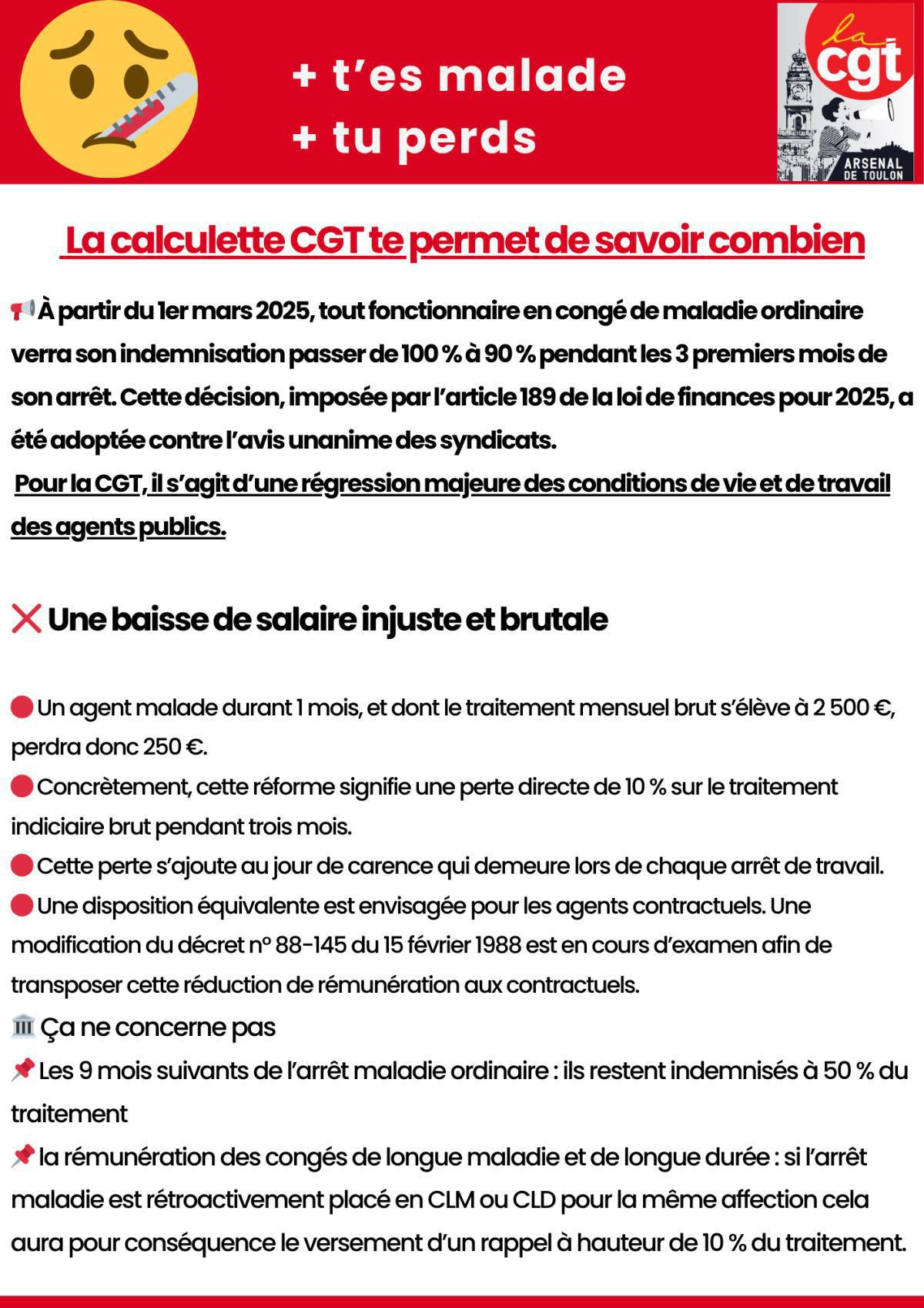1er MARS : -10% en arrêt maladie