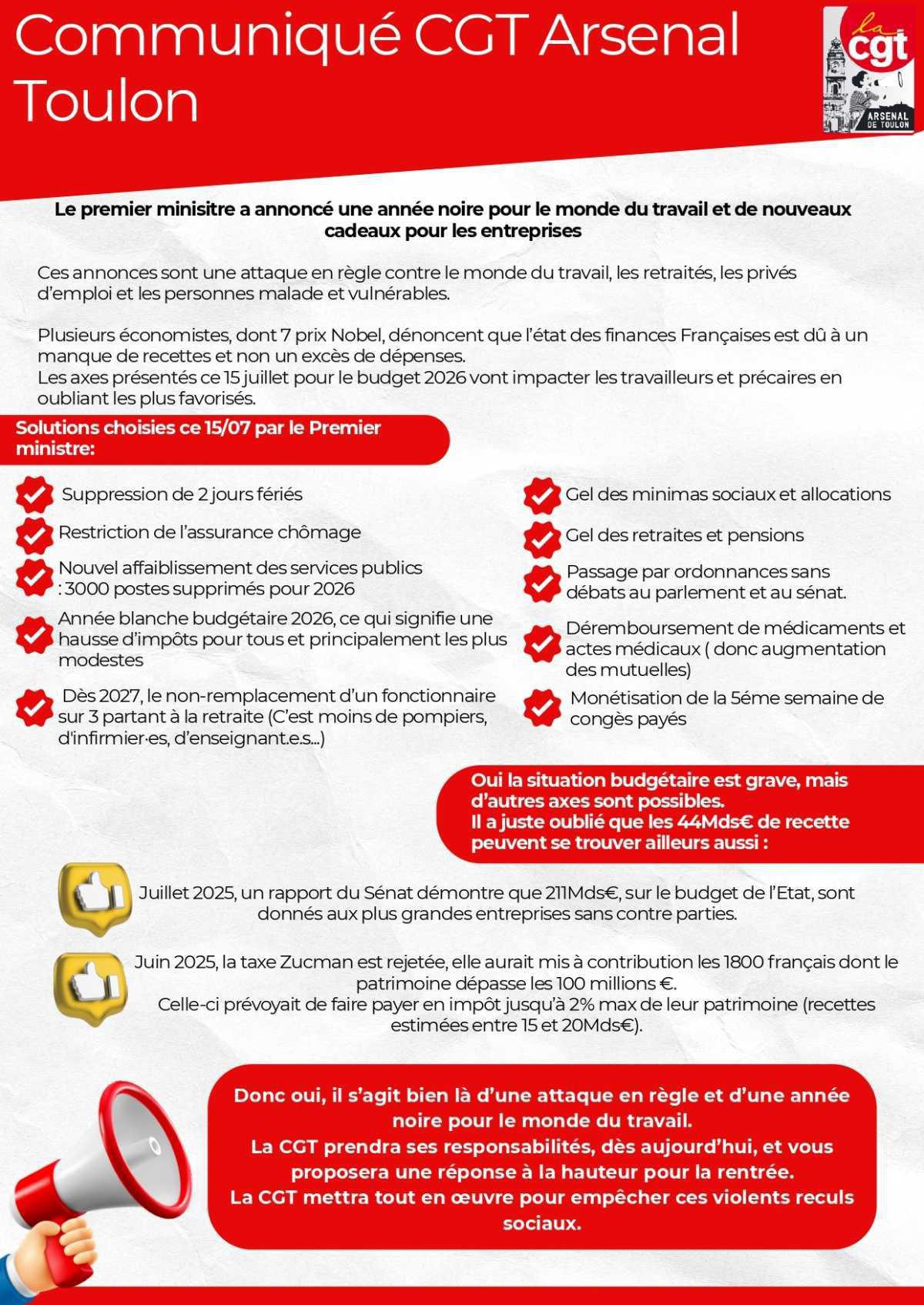 Communiqué de Presse : Annonces Budget 2026