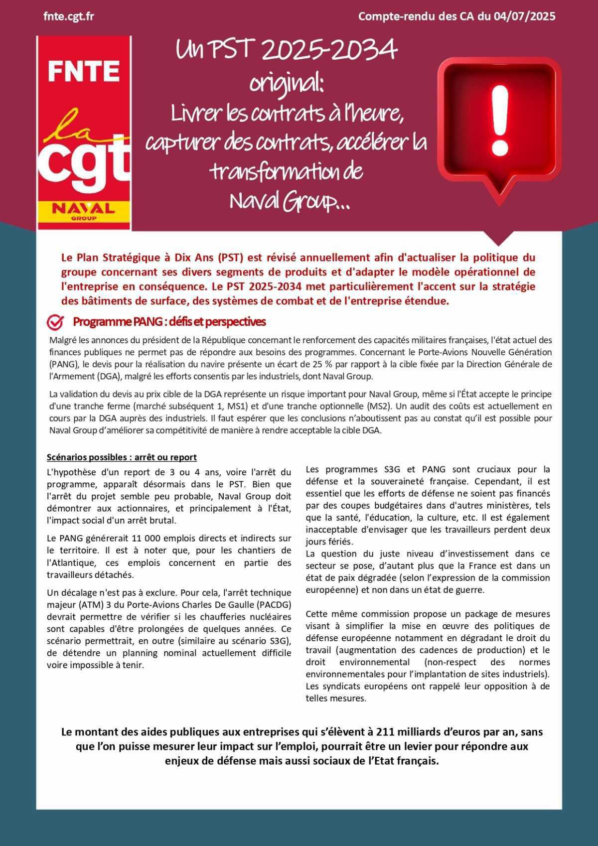 Compte rendu Conseil d'Administration Naval Group