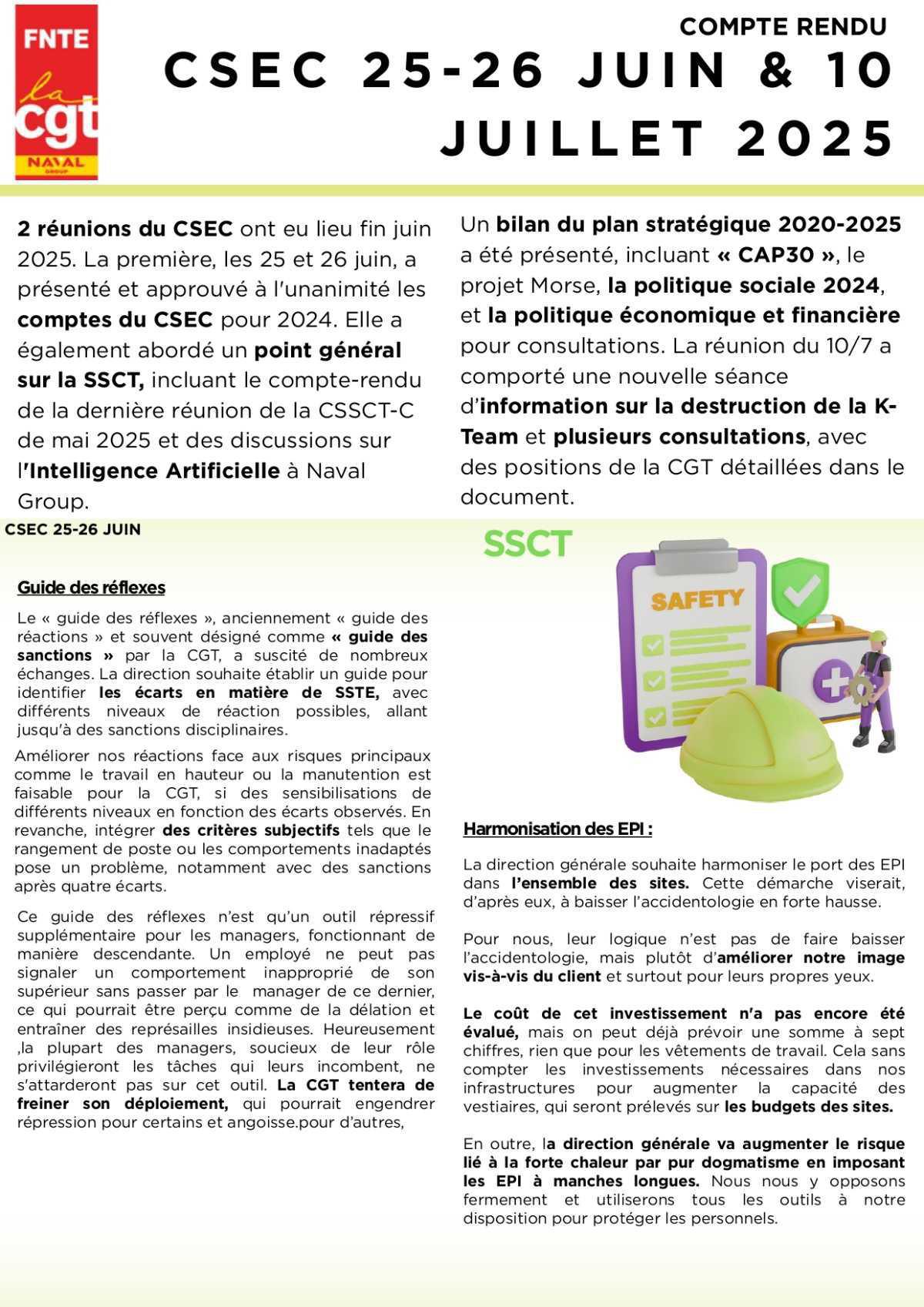 Compte rendu CSEC juin/juillet 2025