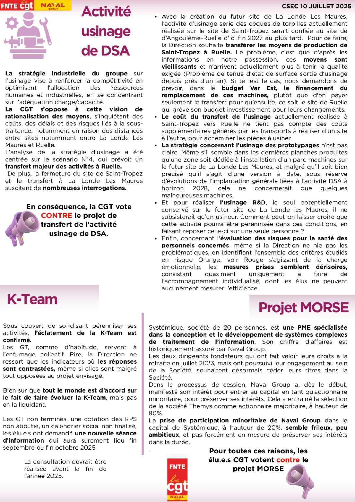 Compte rendu CSEC juin/juillet 2025