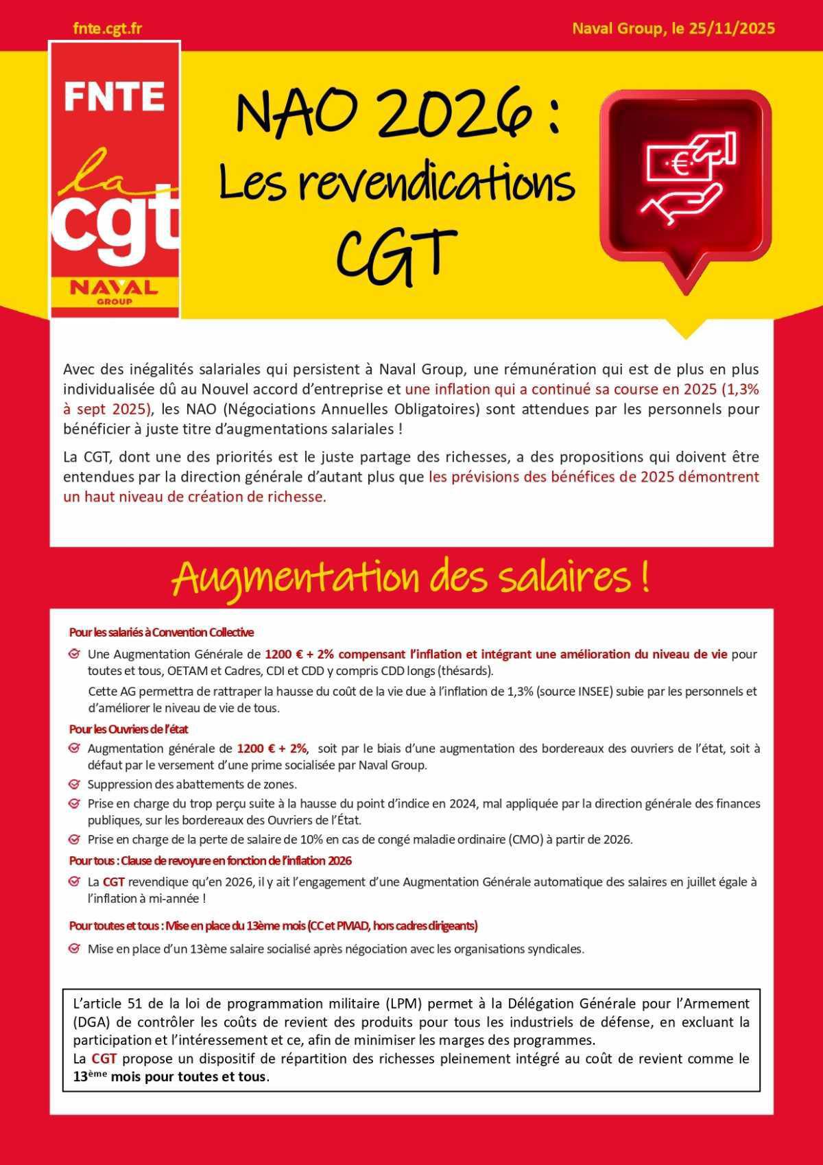 NAO 2026 : les revendications CGT 