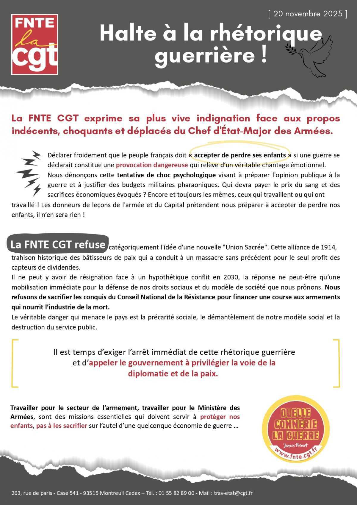 Halte à la réthorique guerrière !