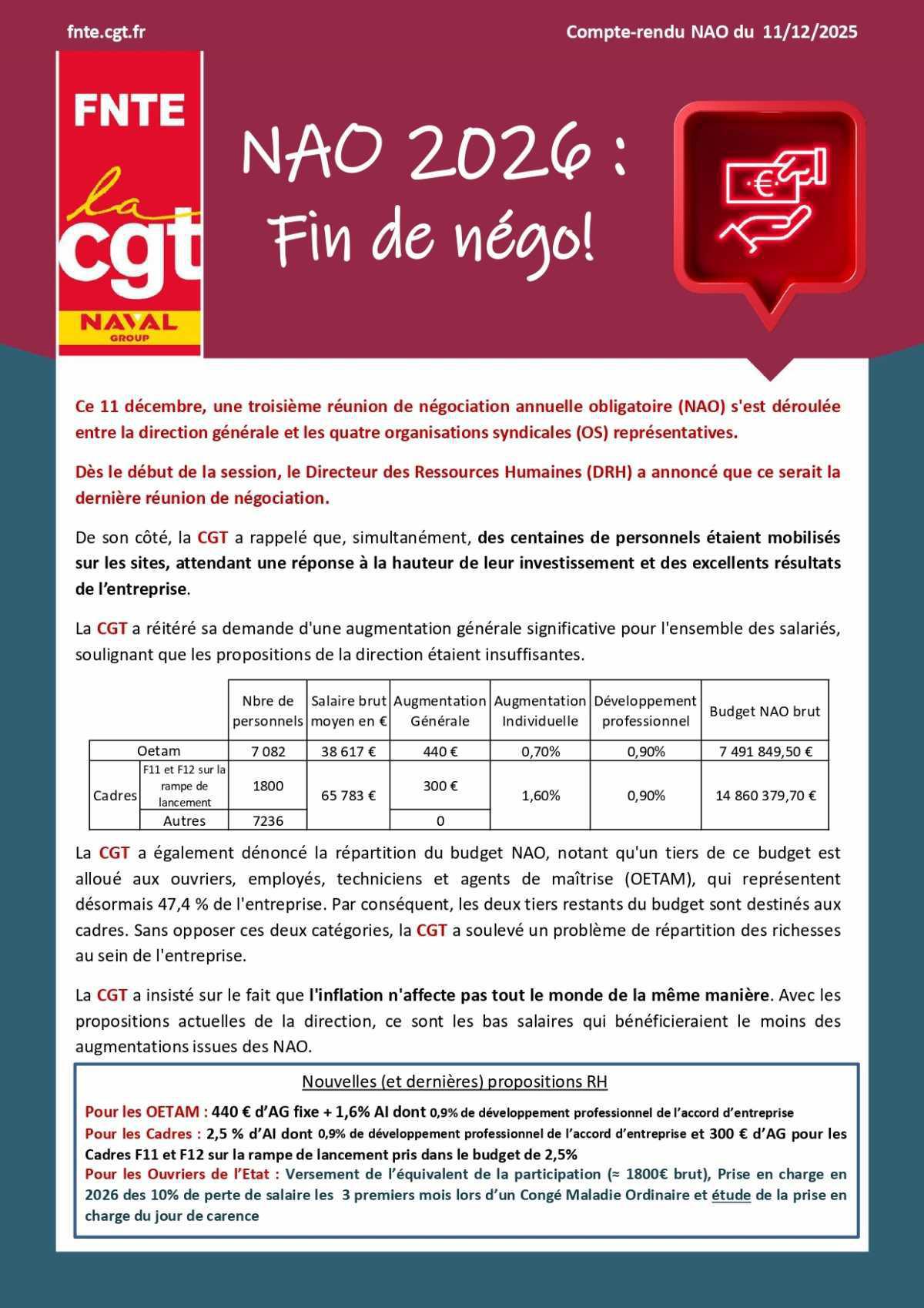 NAO : compte rendu du 11 décembre 