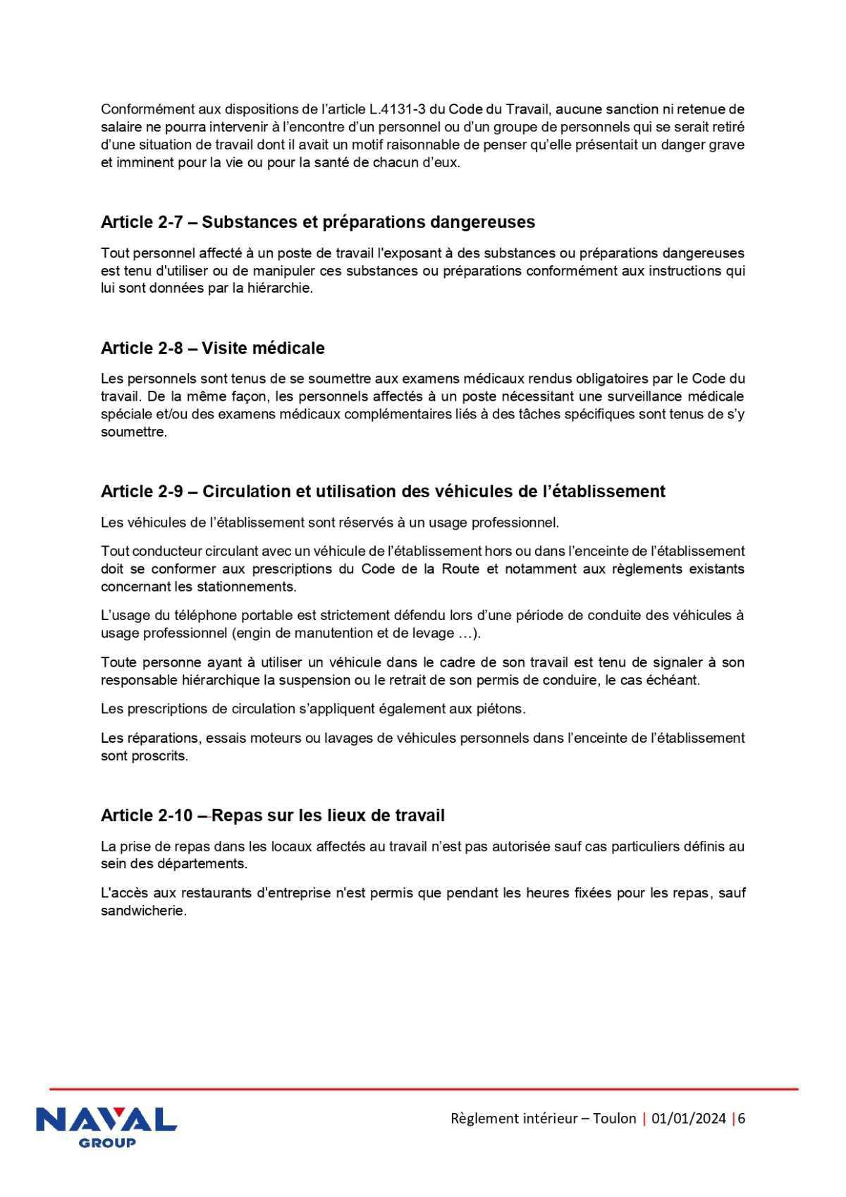 Règlement intérieur