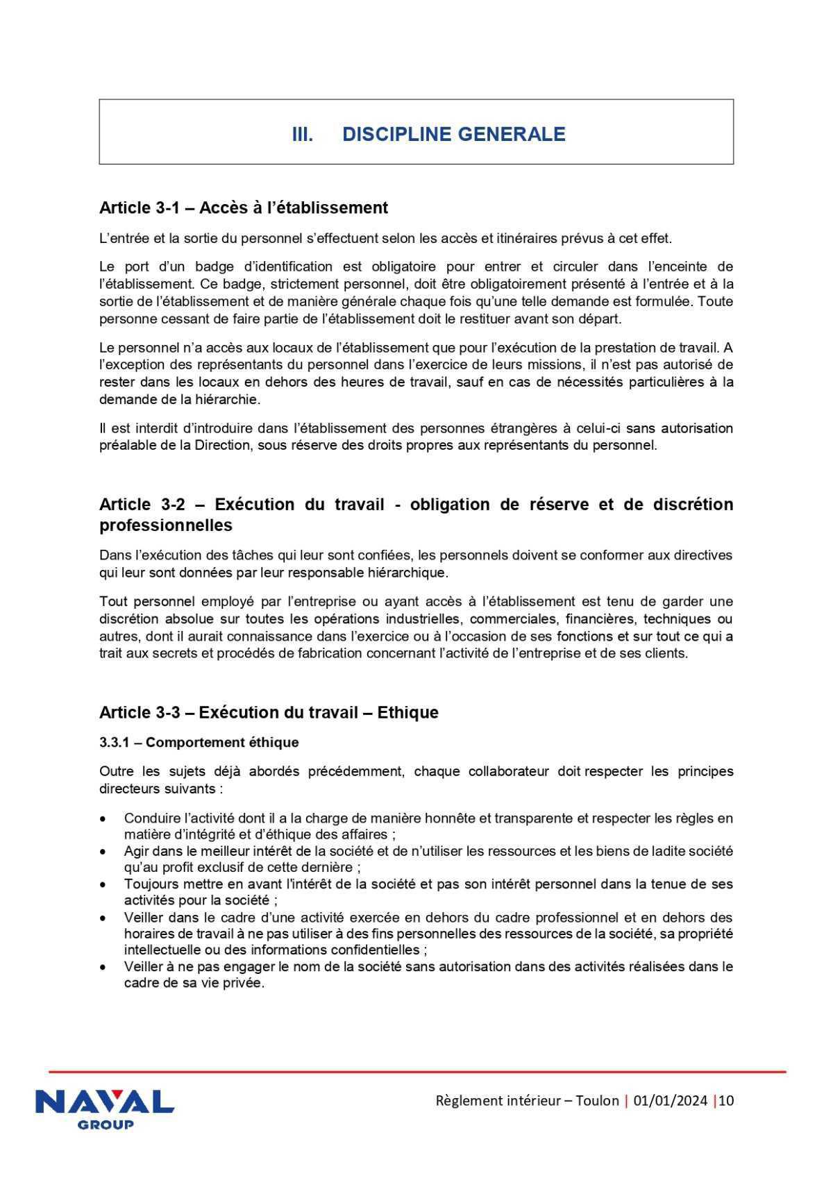 Règlement intérieur