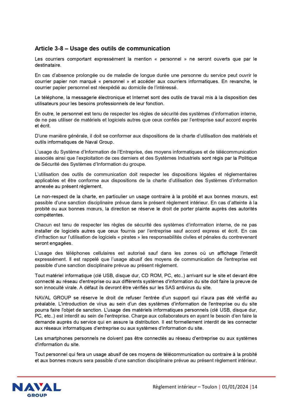 Règlement intérieur