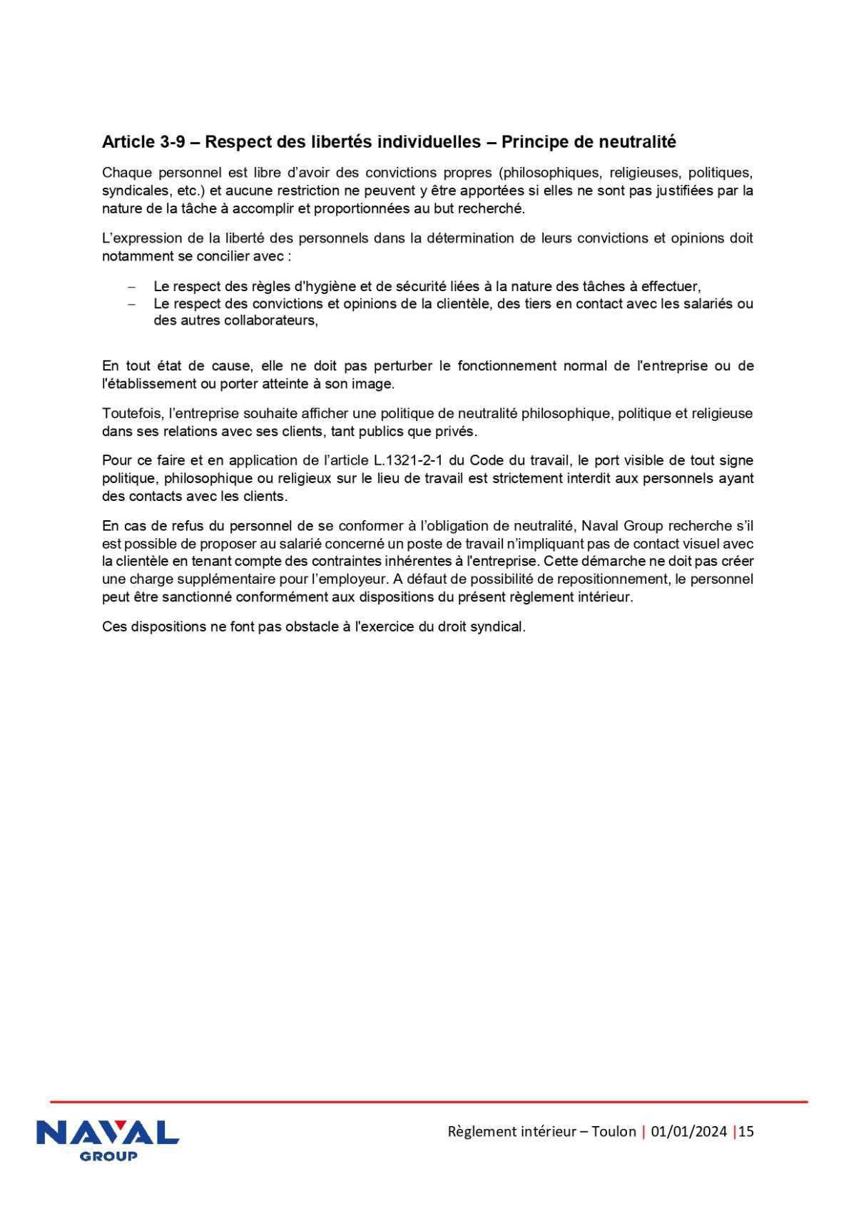 Règlement intérieur