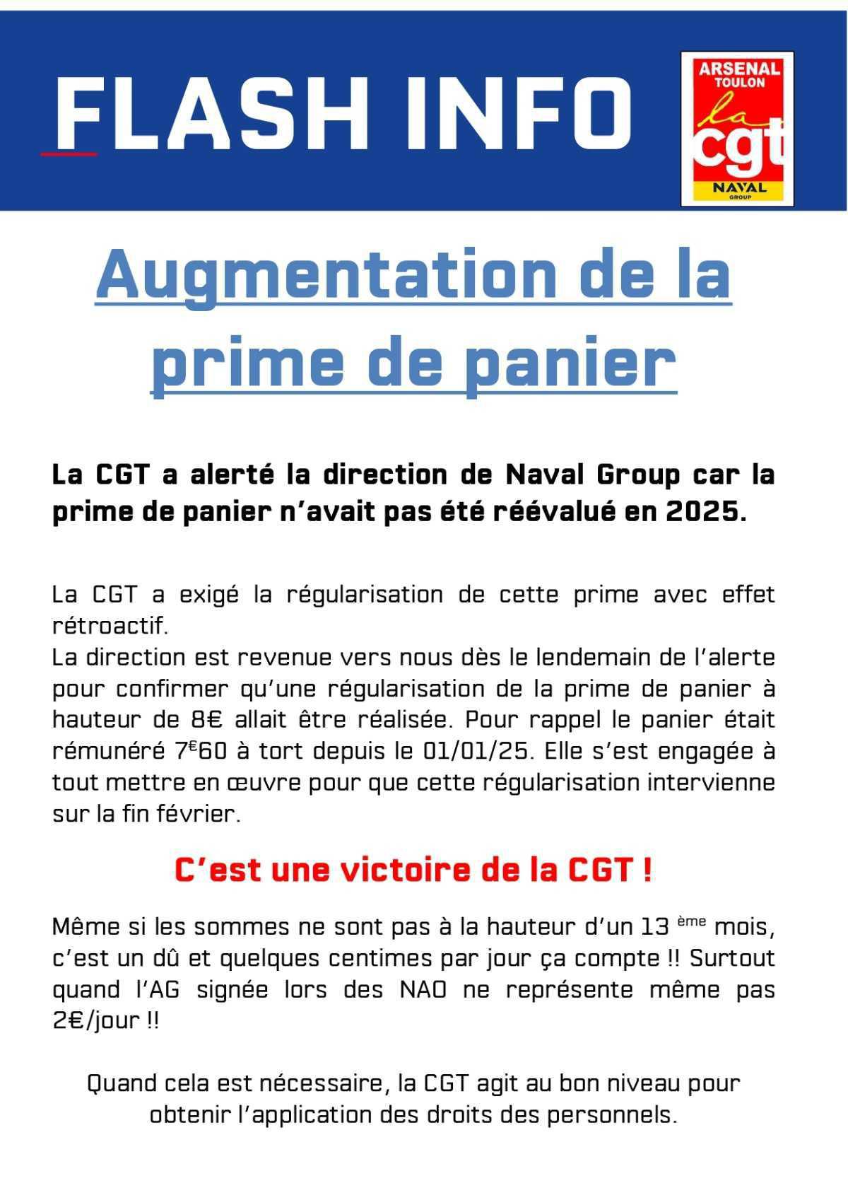 Revalorisation du panier: Victoire CGT Revalorisation du panier: Victoire CGT