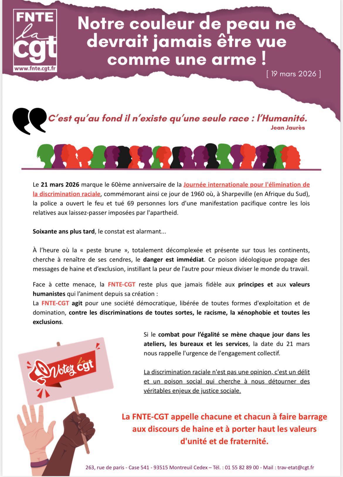 FNTE : Notre couleur de peau ne devrait jamais être vue comme une arme !