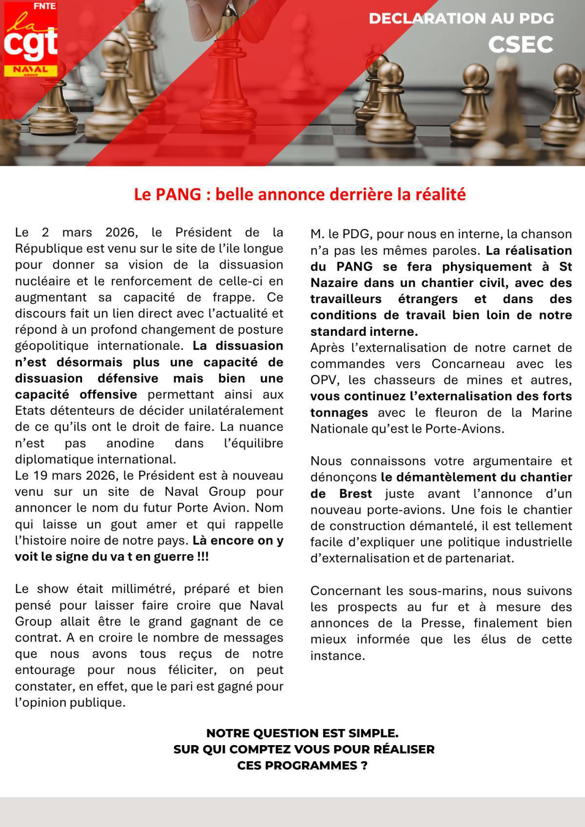 Déclaration liminaire CGT au CSEC