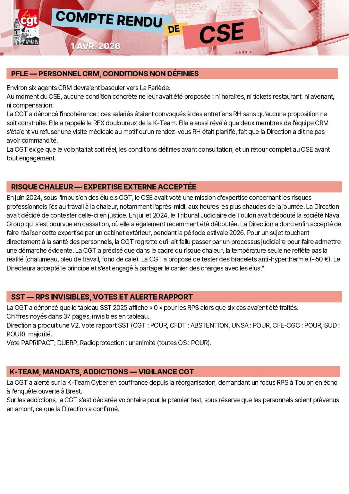 Compte rendu CSE de mai 2026