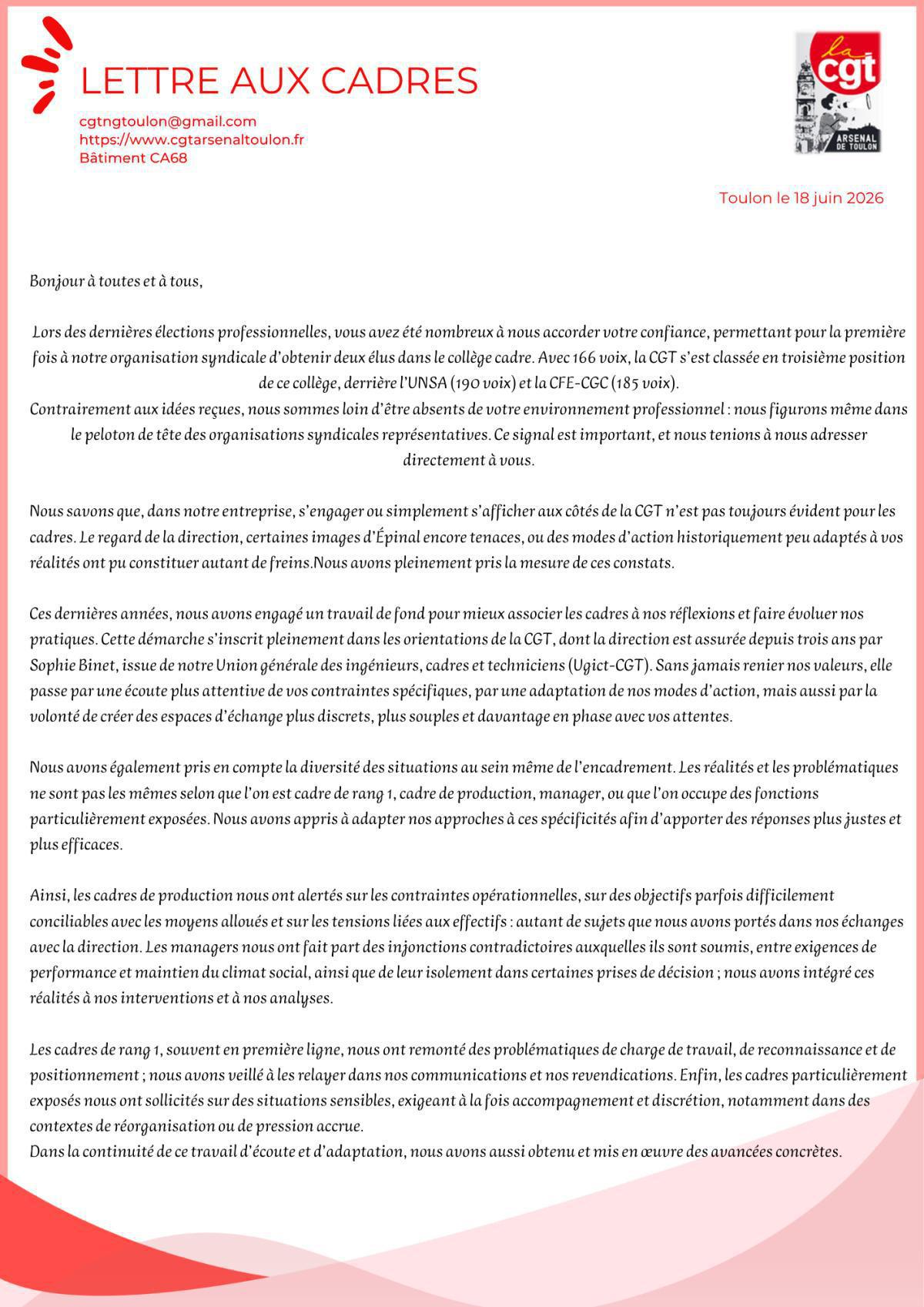 Lettres aux CADRES