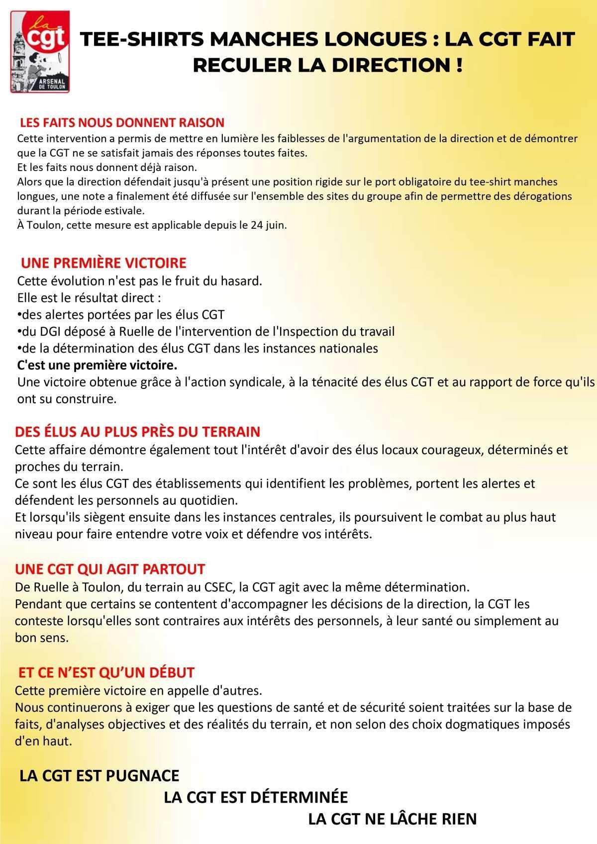 Tee-shirts manches longues: Une première victoire CGT!
