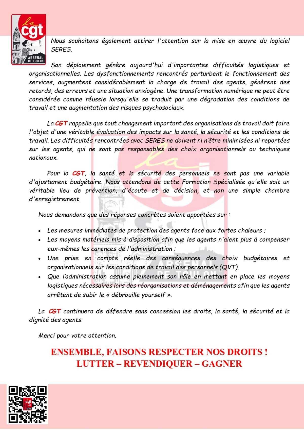 Déclaration liminaire de la FSR 49 du 30/06/2026