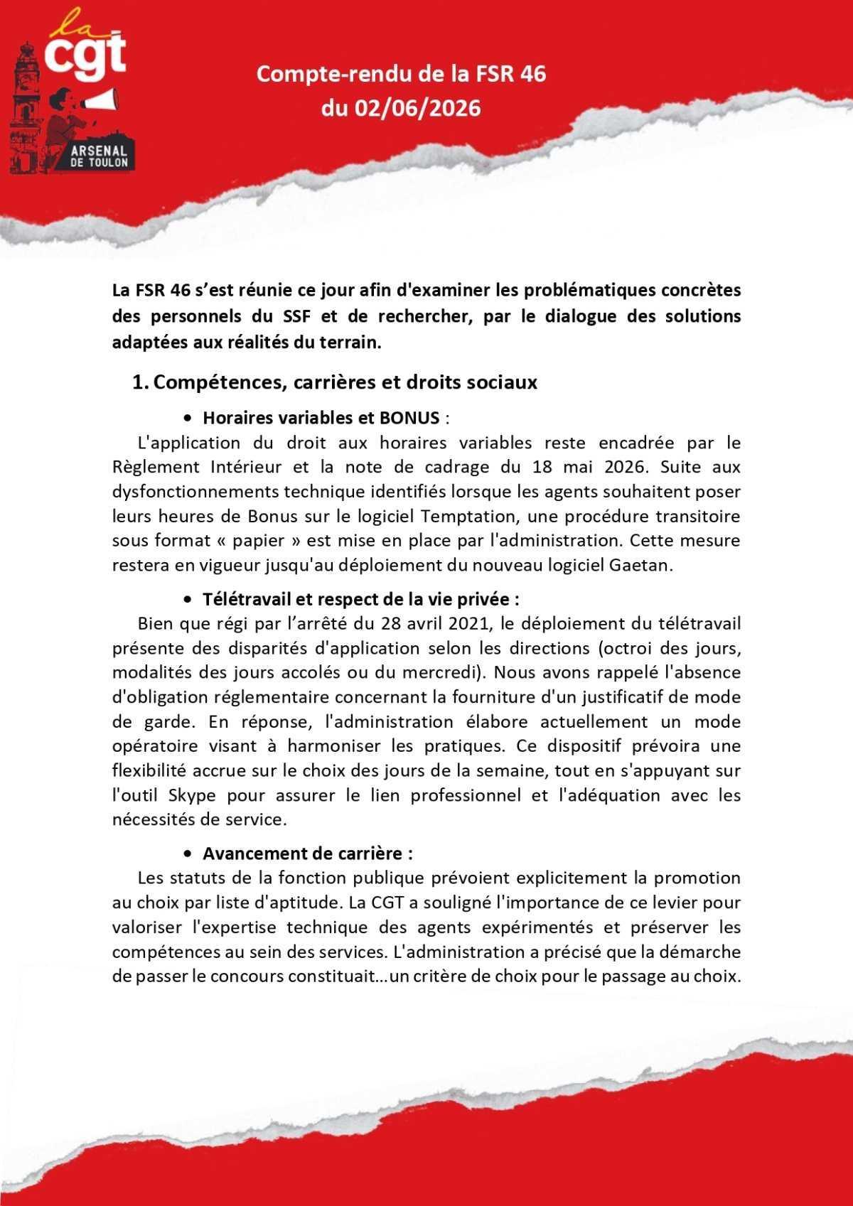 Compte rendu de la FSR 46 du 02/06/2026