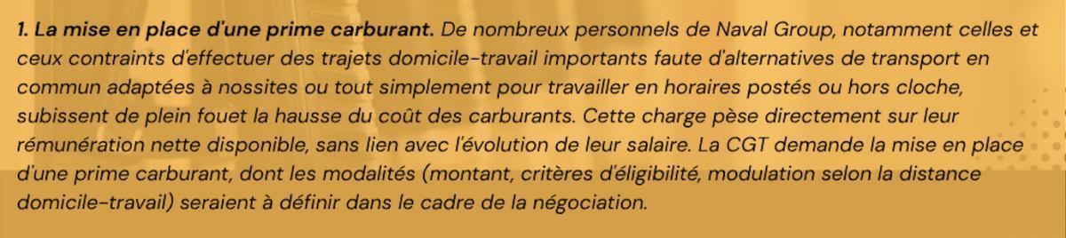 Demande d'ouverture de négociation relative à une prime carburant et à un 13e mois.