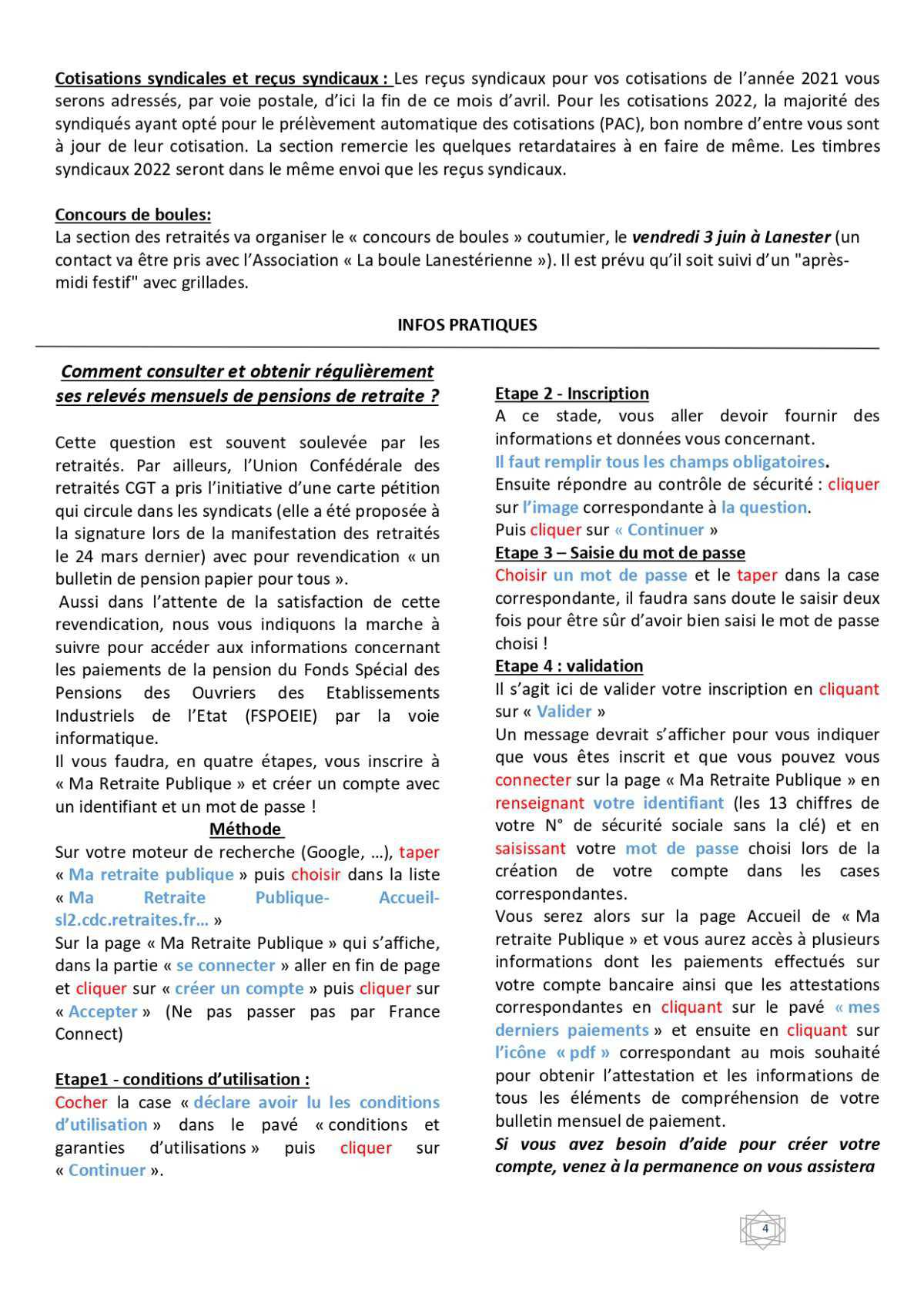 Le Lien des Retraités Avril 2022