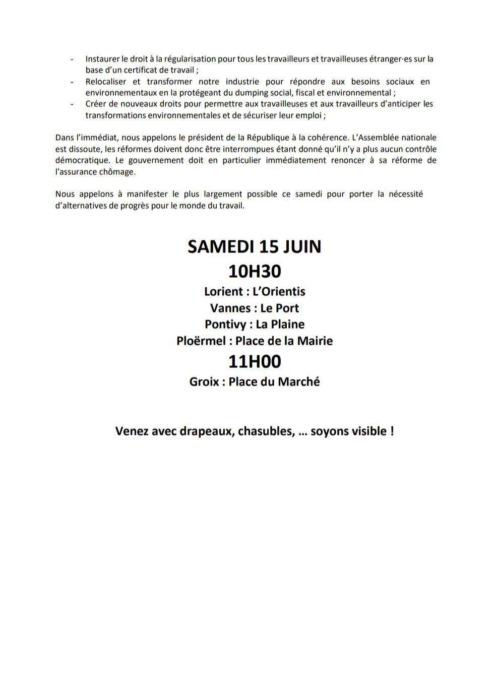 Toutes et Tous contre l'extrême droite SAMEDI 15 JUIN 10H30 Lorient : L’Orientis