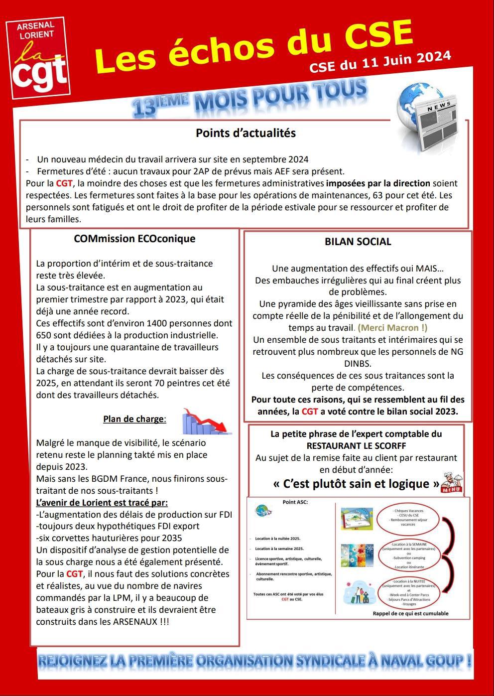 Compte rendu du CSE du 11 juin 2024