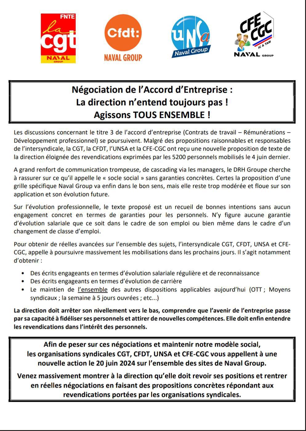  Accord d'Entreprise la Direction n'entend toujours rien !!