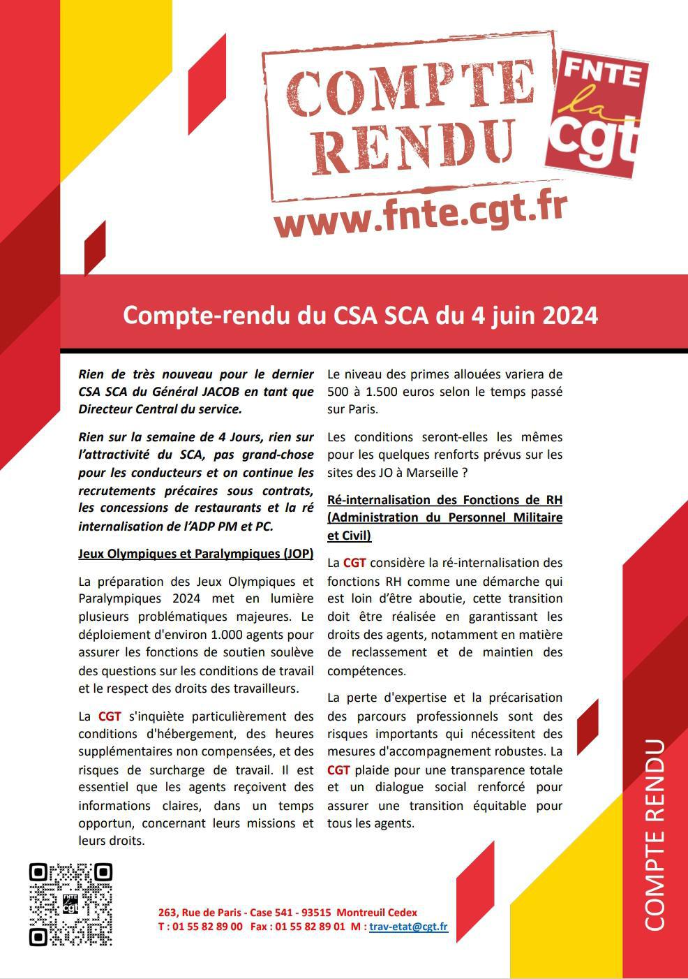 Compte Rendu: CSA SCA du 04 juin 2024